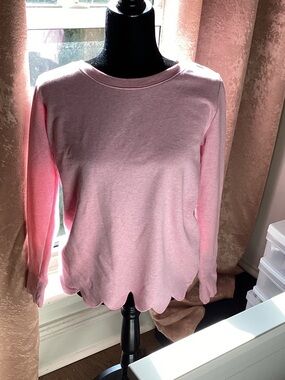 Talbots Pink Scallop Hem Long Sleeve Top
